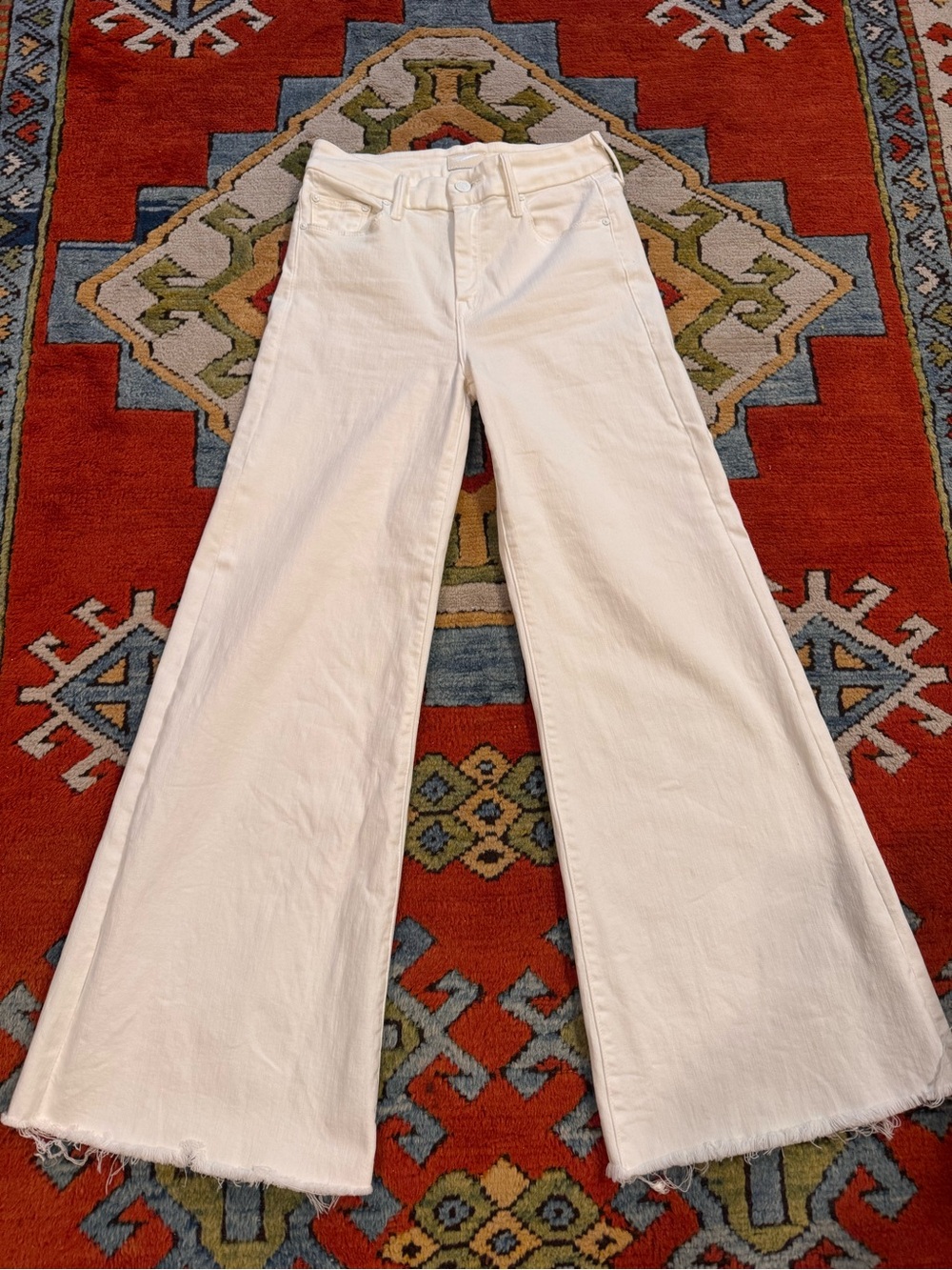 MOTHER White High-Rise Wide-Leg Jeans